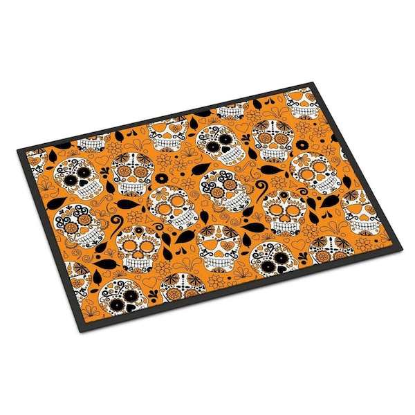 Carolines Treasures Day of the Dead Orange Indoor or Outdoor Mat, 24 x 36 in. BB5118JMAT - main